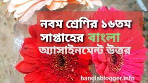 নবম শ্রেণির ১৬ তম সাপ্তাহের বাংলা অ্যাসাইনমেন্ট | ২০২১